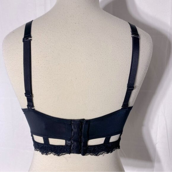 La Senza Black Bustier Bra W Gold Dots And Lace Trim 36B - Picture 5 of 12